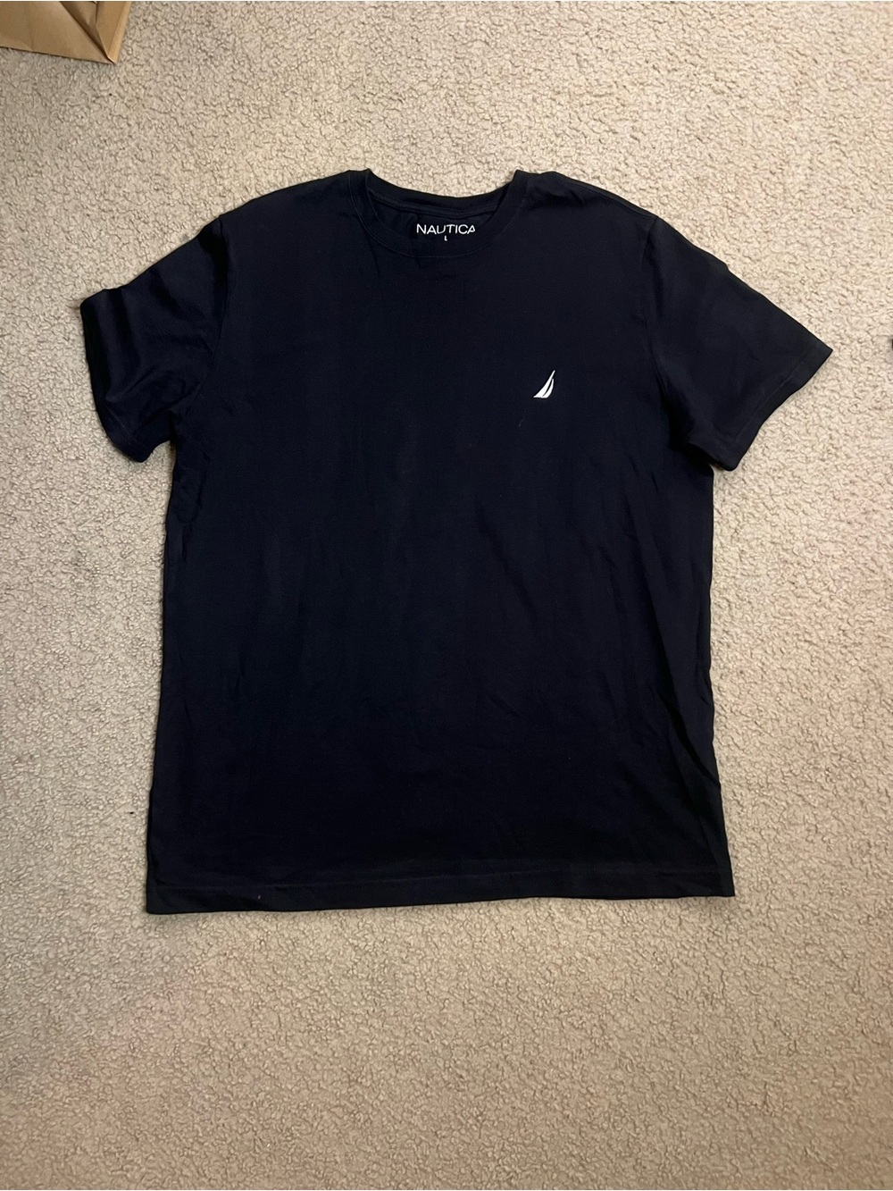 Nautica Men’s Short Sleeve Crew Tee in black with White Sail Logo